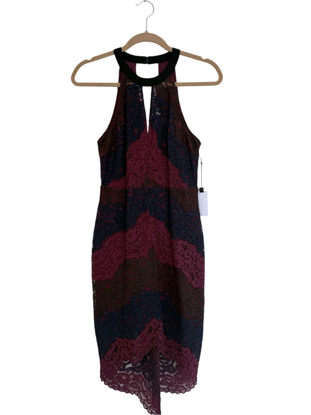 ASTR Sleeveless Lace Halter Midi Dress